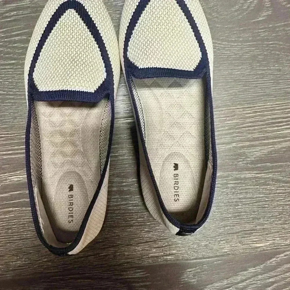 Birdies Blackbird Eggshell Womens 5.5 Navy Knit Point Toe Slip On Flats Shoes - Picture 6 of 7